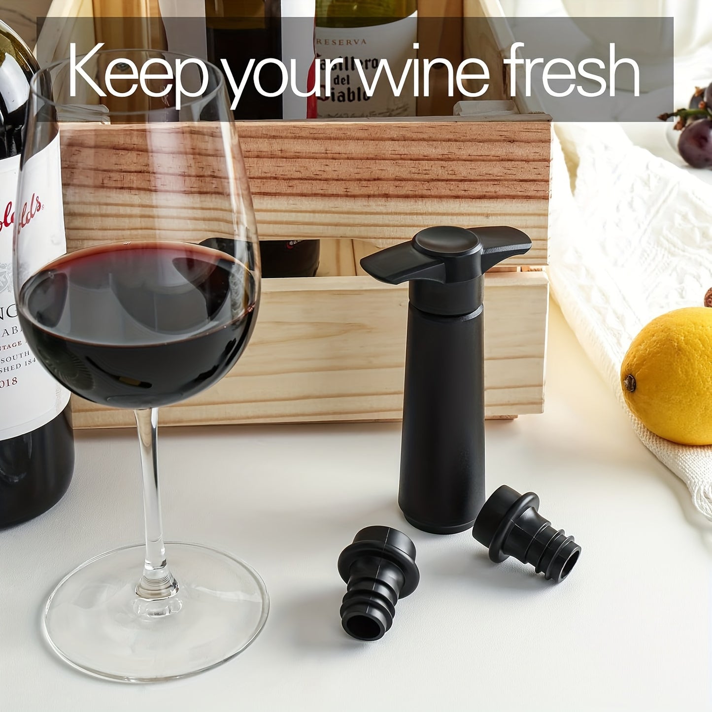 Vacuum wine preserver set to keep wine fresh, perfect for gifting on holidays