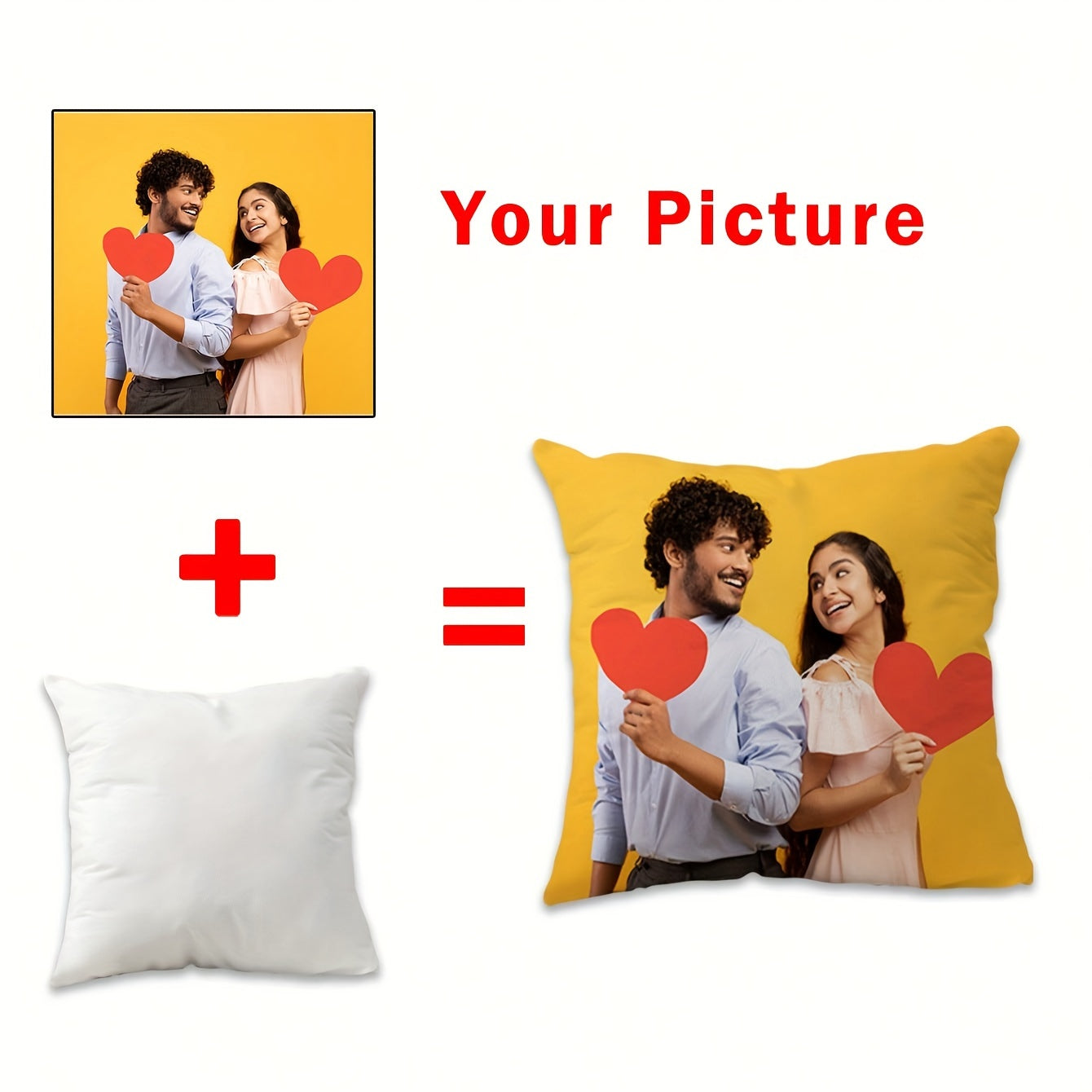 1 piece of personalized pillowcase featuring custom pictures and text, perfect as a Valentine's Day or wedding anniversary gift. Ideal for a holiday homemade gift, this single-sided printed pillowcase does not come with a pillow core. The dimensions are