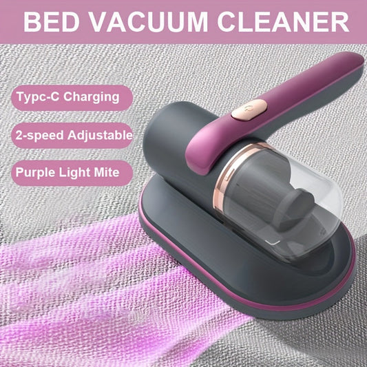 1pc Bed Vacuum Cleaner with Super Strong Suction and Low Noise, equipped with UV Light and Washable HEPA Filter for a Deep Clean. This Handheld Vacuum Cleaner is cordless and perfect for cleaning up your bed, sofa, pet hair, and carpets effectively.