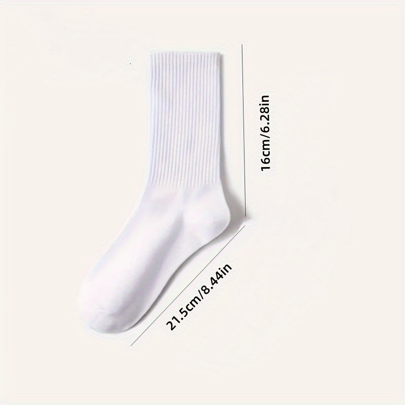 10 pairs of premium white sports socks, ideal for daily commute and basketball. Soft, breathable, moisture-wicking, machine washable, quick-dry, and provide all-season comfort.