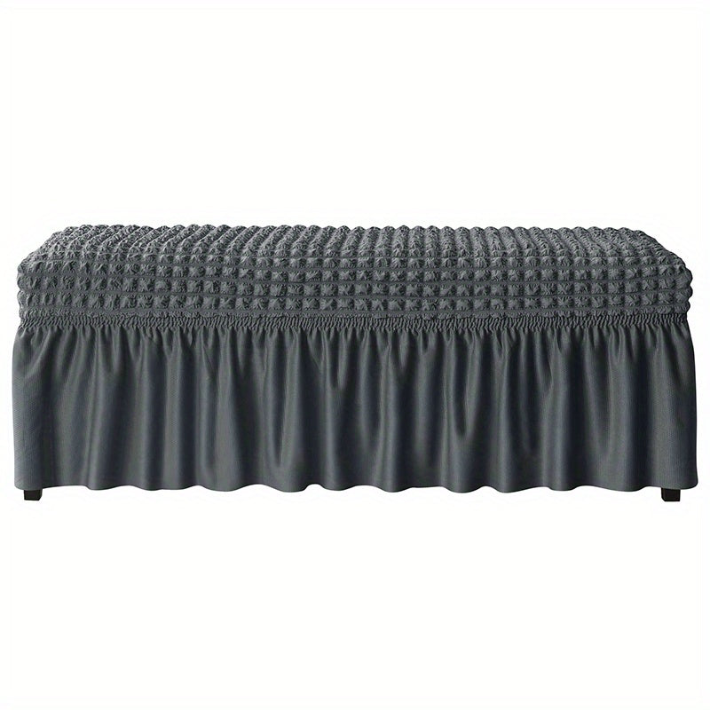 Long dining bench cover for living room or kitchen, featuring stretch, removable, and washable design.