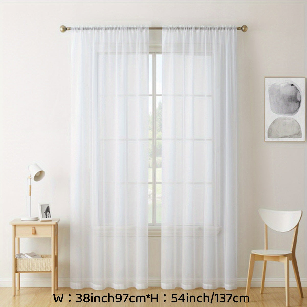 Enhance your decor with these elegant sheer voile curtain panels. Made of semi-transparent polyester, they feature a rod pocket design for easy hanging in your kitchen, bedroom, or living room. Create a romantic ambiance with these beautiful curtains.