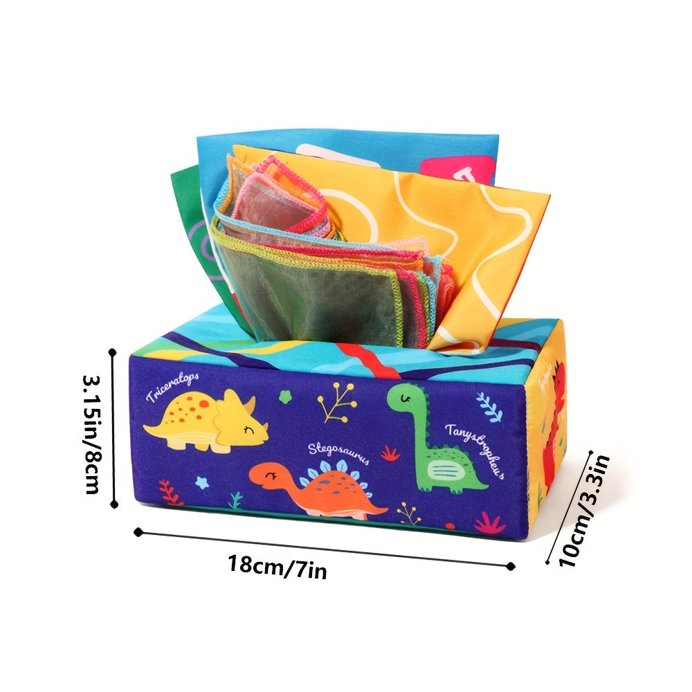 Toys for Babies 6-12 Months: Soft Tissue Box and High Contrast Crinkle Paper Sensory Silk Scarves - Ideal Early Learning Present! Great for Christmas, Halloween, and Thanksgiving gifts.