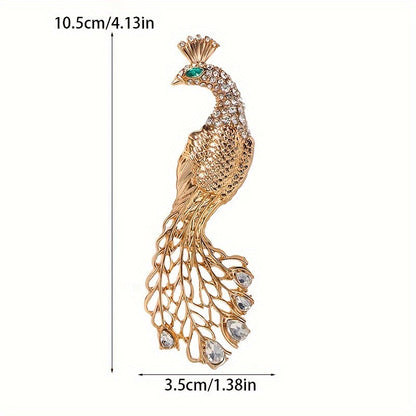 Antique Chic Peacock Brooch Pin - Sparkling Rhinestone Animal Shaped Emblem - Timeless Fashion Accent for Clothing, Headwear & Purses