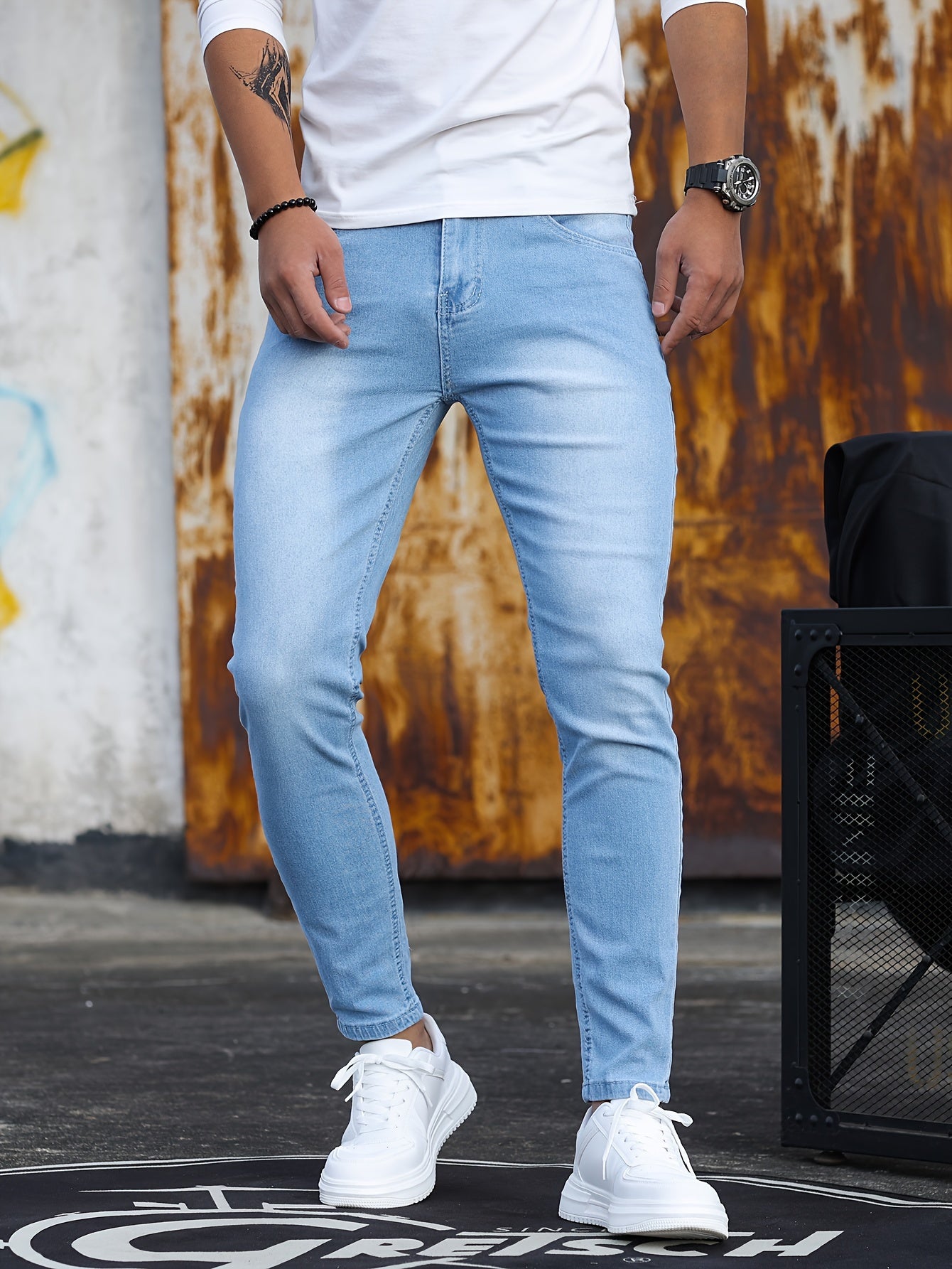 Stretch denim pants for men, ideal for all seasons.