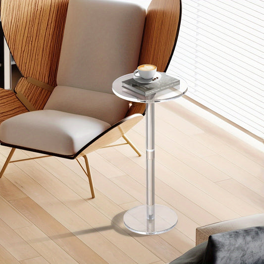 Sleek Clear Acrylic Round End Table - 24.89cm, Perfect for Small Spaces in Living Room, Bedroom, and Beyond - Durable and Simple to Assemble