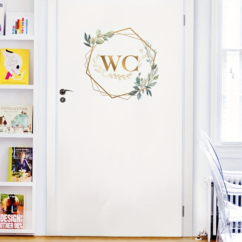 One self-adhesive WC door decal with floral and geometric design, suitable for ceramic surfaces. The decal is a single-use embellishment for the toilet lid.