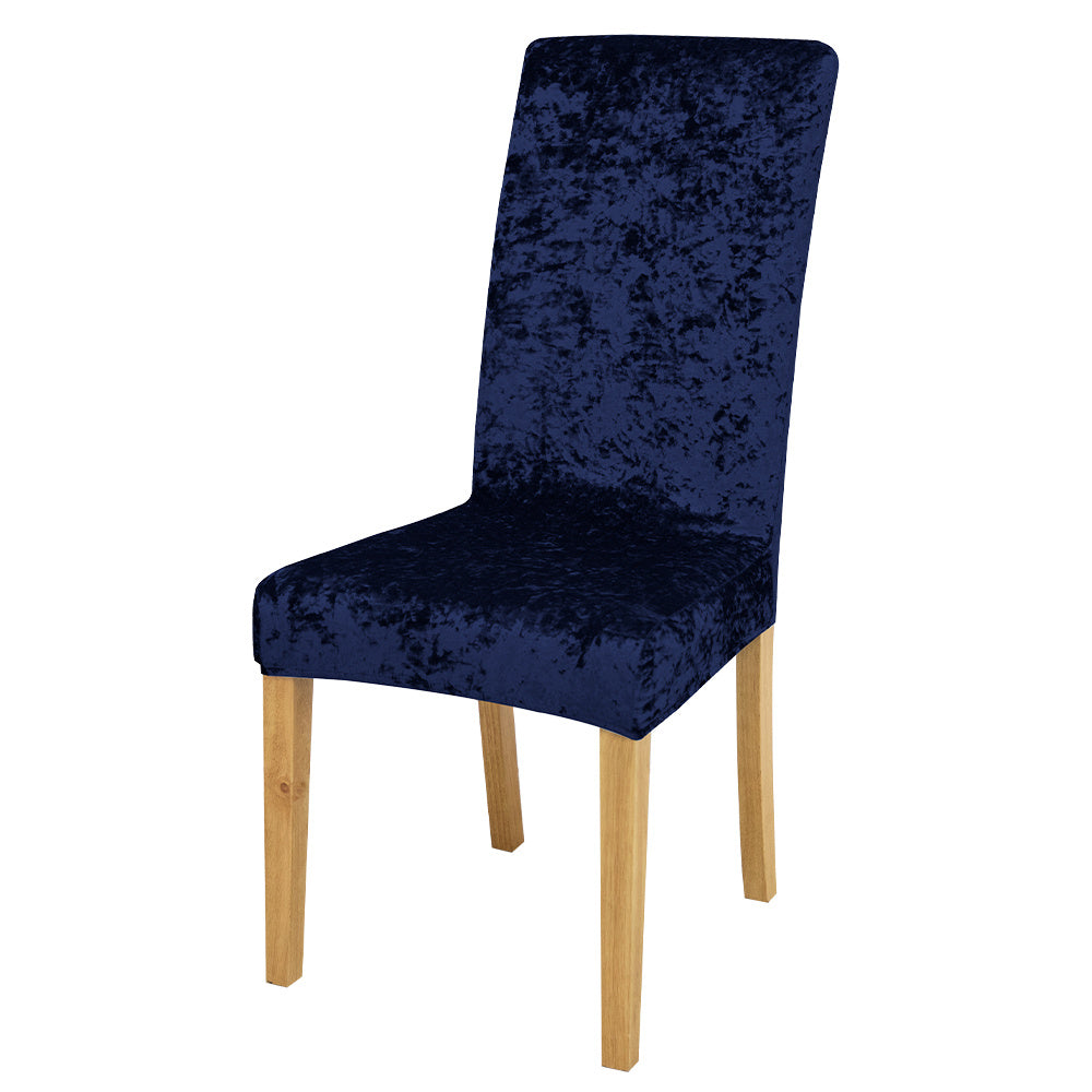 Velvet dining chair slipcovers add elegance while protecting furniture.