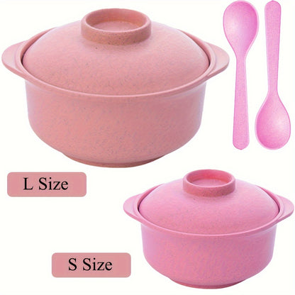 1 set of instant noodle and rice bowls with covers, non-slip food containers, and unbreakable kitchen supplies for college dorms and apartments.