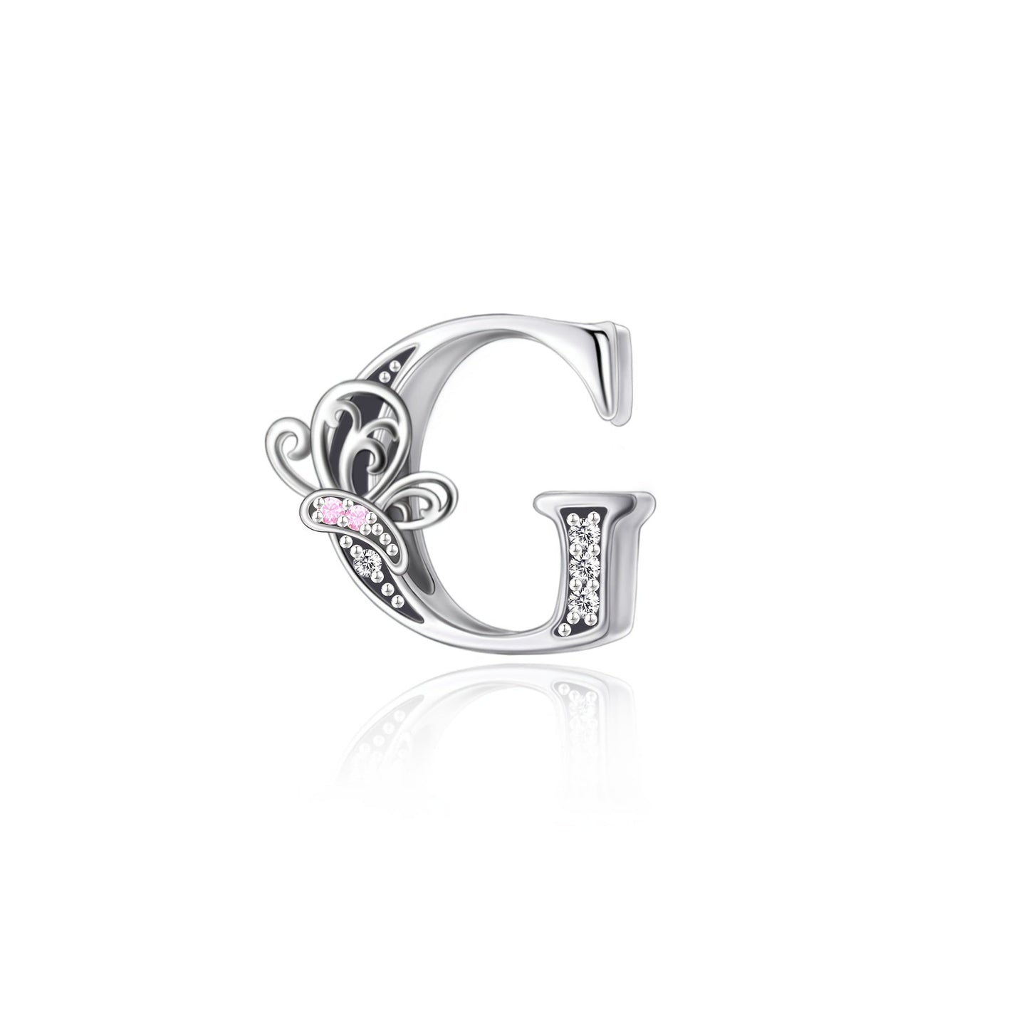 Exquisite 925 Sterling Silver Alphabet and Butterfly Charm Beads with Cubic Zirconia Accents - Great for Crafting Bracelets and Jewelry, Stunning Christmas Present