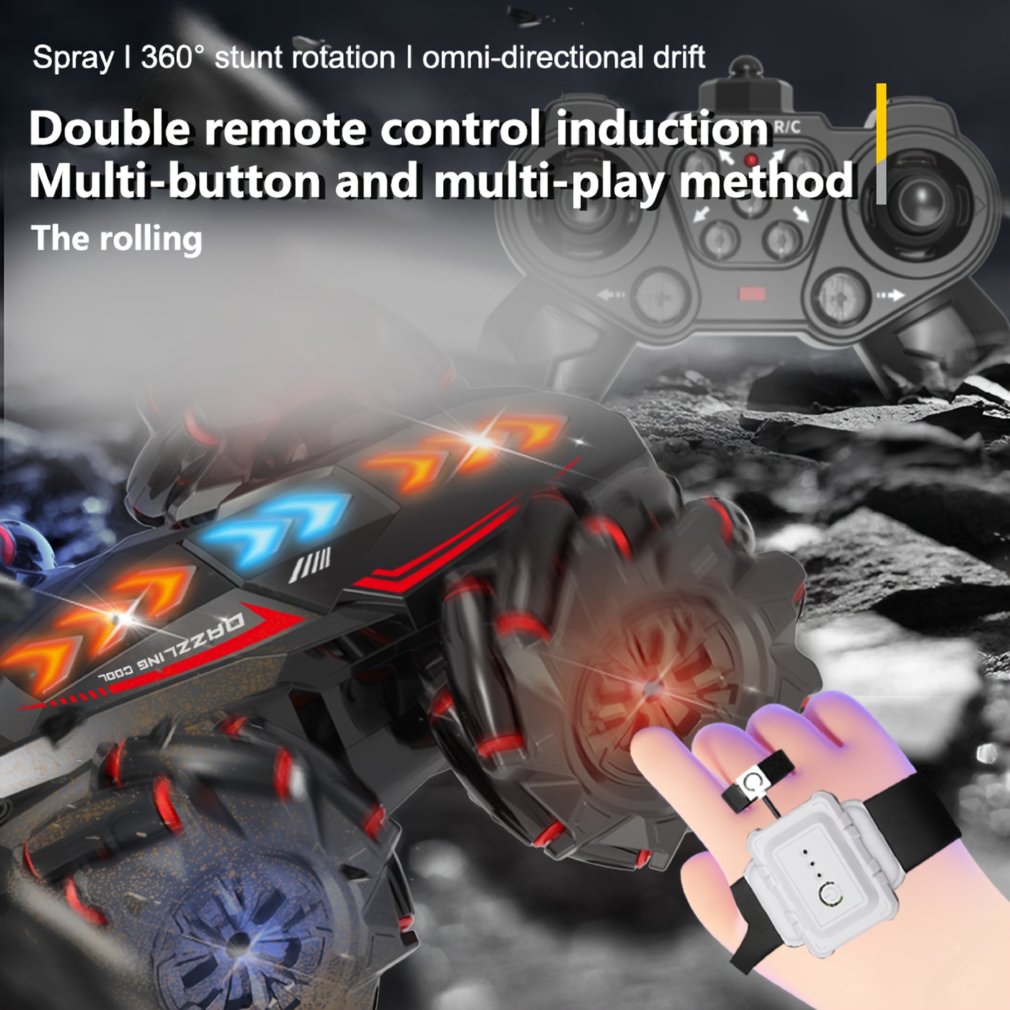 Kids' Gesture-Sensing Drift Car Toy with Remote Control, Rechargeable, and Cool Lights - Perfect Birthday Gift for Boys and Girls