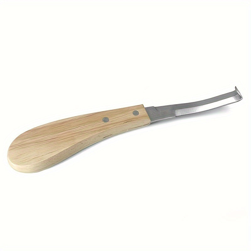 Hoof knife set with right-handed double-sided blade and rubber wooden handle, available in 2-piece or 3-piece sets.