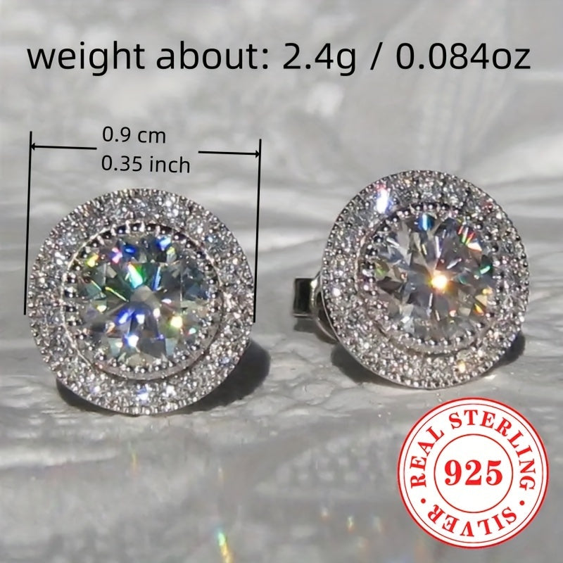 Chic Earrings for Women, 2.4g of Genuine S925 Sterling Silver with Zirconia Stone, Ideal for Brides, Weddings, and Parties. Stylish and Elegant, High-quality Fashion Jewelry.