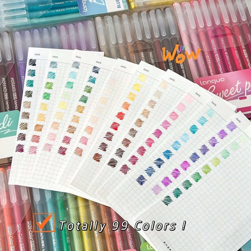 1pc, 9pcs Morandi Retro Color Palette Handwriting Pens with stackable color ink refills.