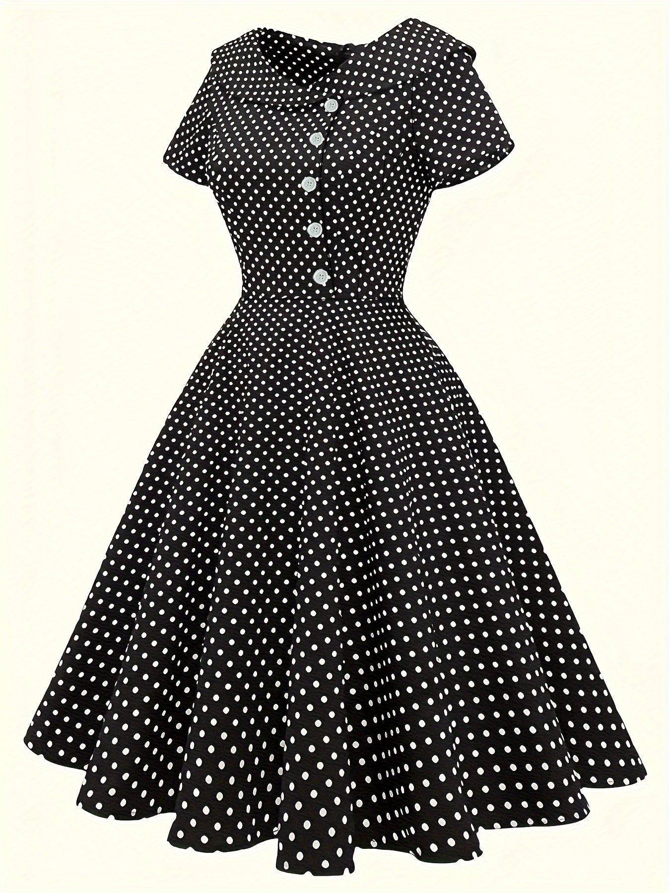 Polka Dot Short Sleeve A-line Dress in Spring & Summer