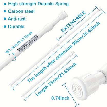 Telescopic rod for multiple uses - curtain, shower, clothes drying, door, wardrobe, cabinet, towel rack, bathroom accessories.