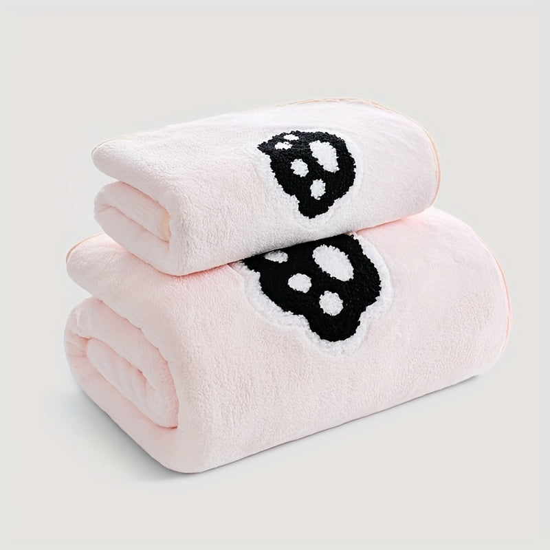 Soft and absorbent panda towel set with coral velvet material - ideal for adults for face and body washing and bathroom use.