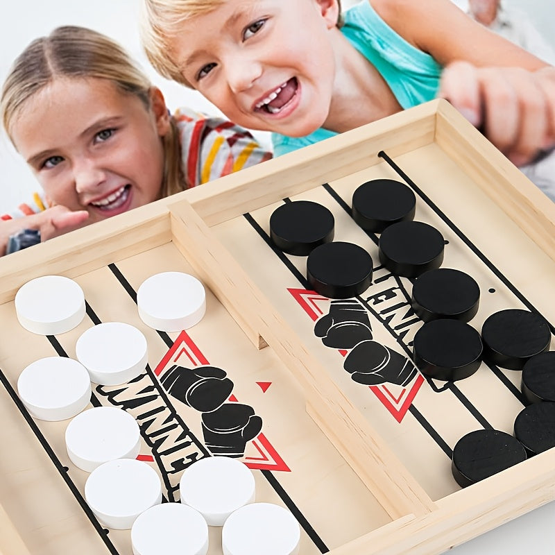 Interactive wooden chess game for ages 3-6, with magnetic checkers, promotes strategy, skill development, and parent-child bonding.