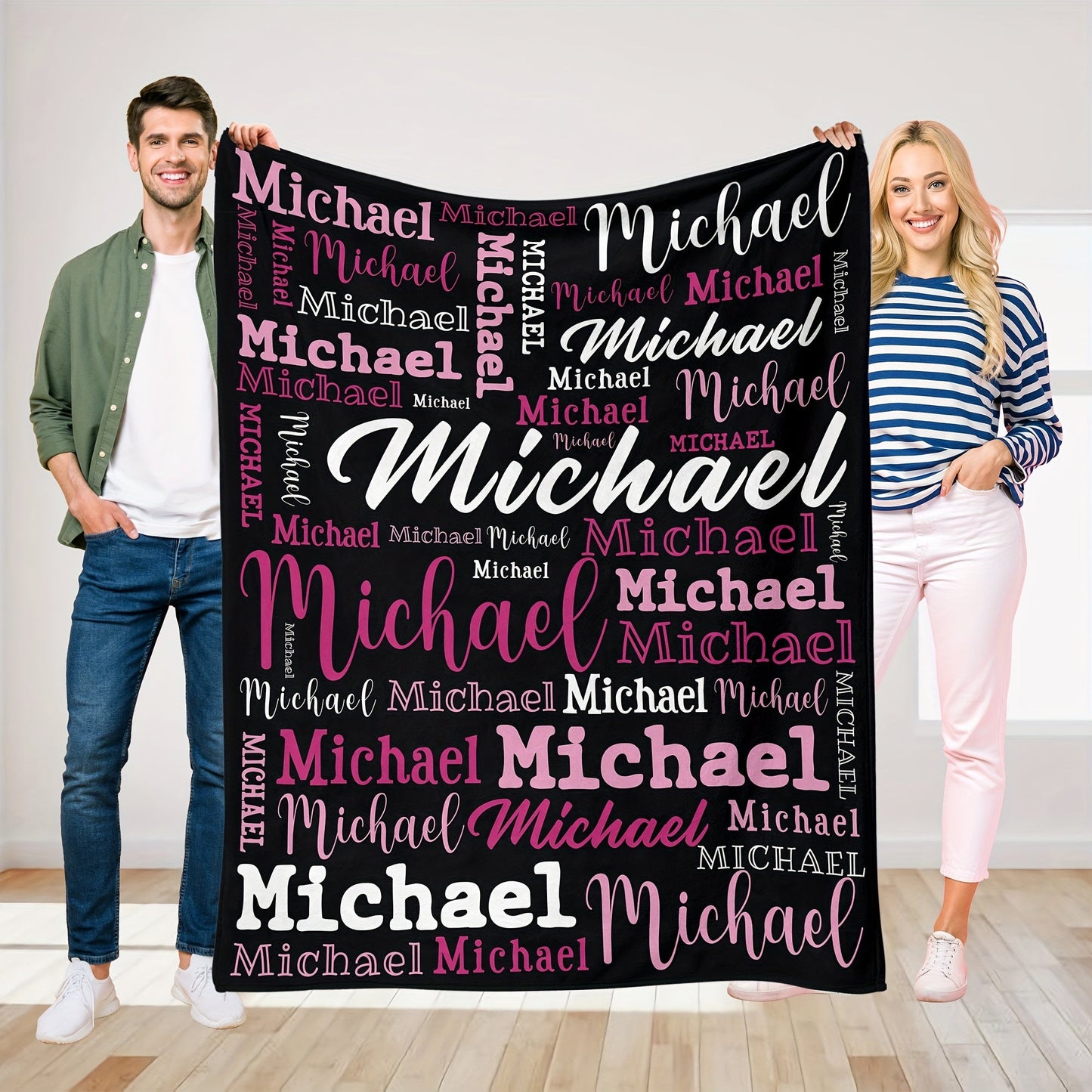 Stay warm and cozy all year round with our custom "Michael" name blanket. This personalized flannel throw is hypoallergenic, machine washable, and perfect for use on the couch, bed, in the office, or while camping. Featuring a soft purple butterfly