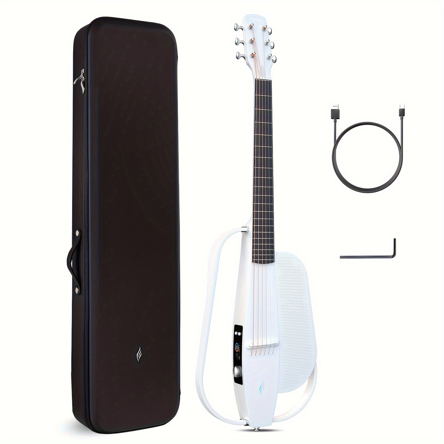 Enya Acoustic Electric Carbon Fiber Travel Guitar with Wireless Speaker, Gig Bag, Cable, and Wrench - 96.52 cm