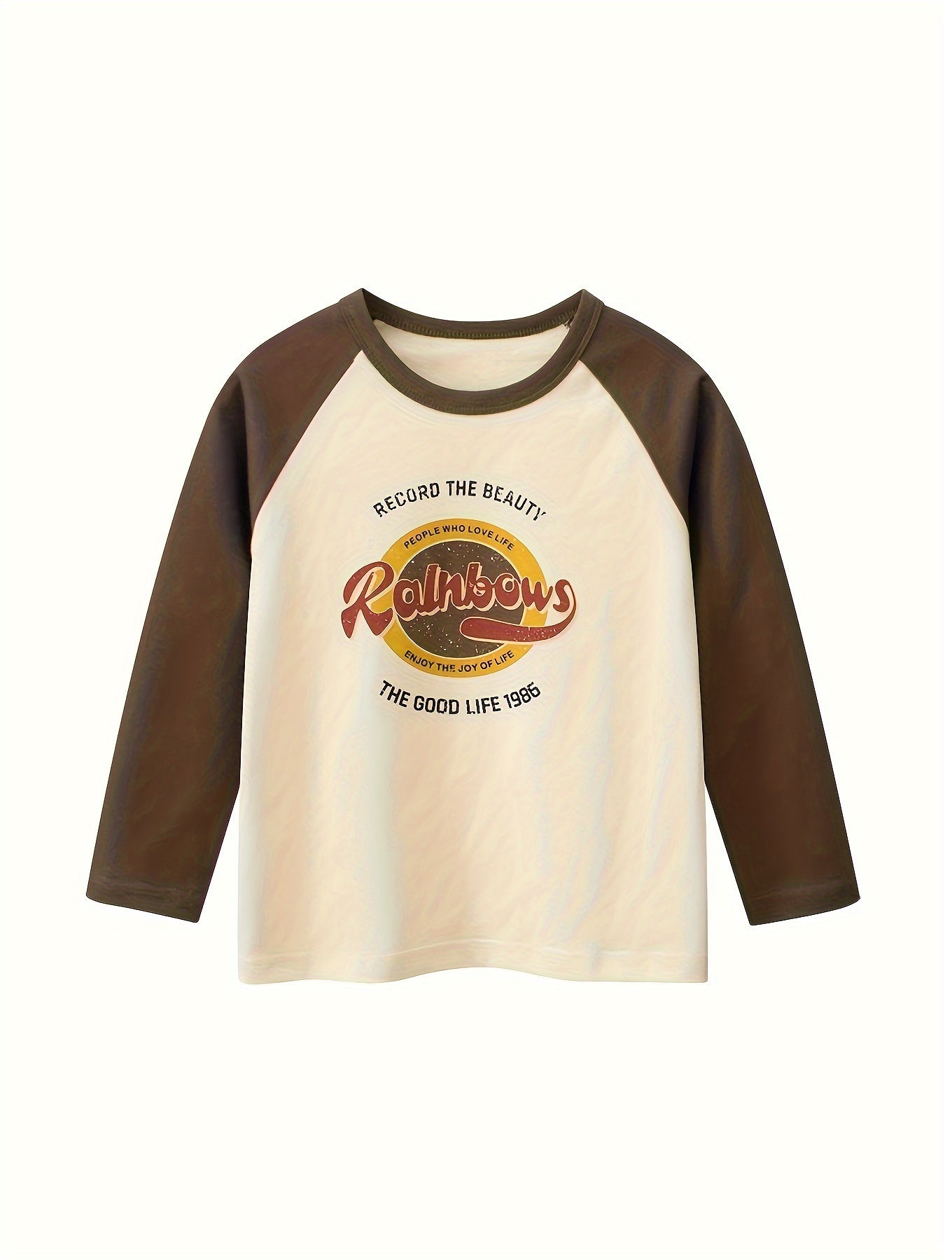 4 boys' cotton long sleeve T-shirts with cartoon print and crew neck, ideal for spring/fall.