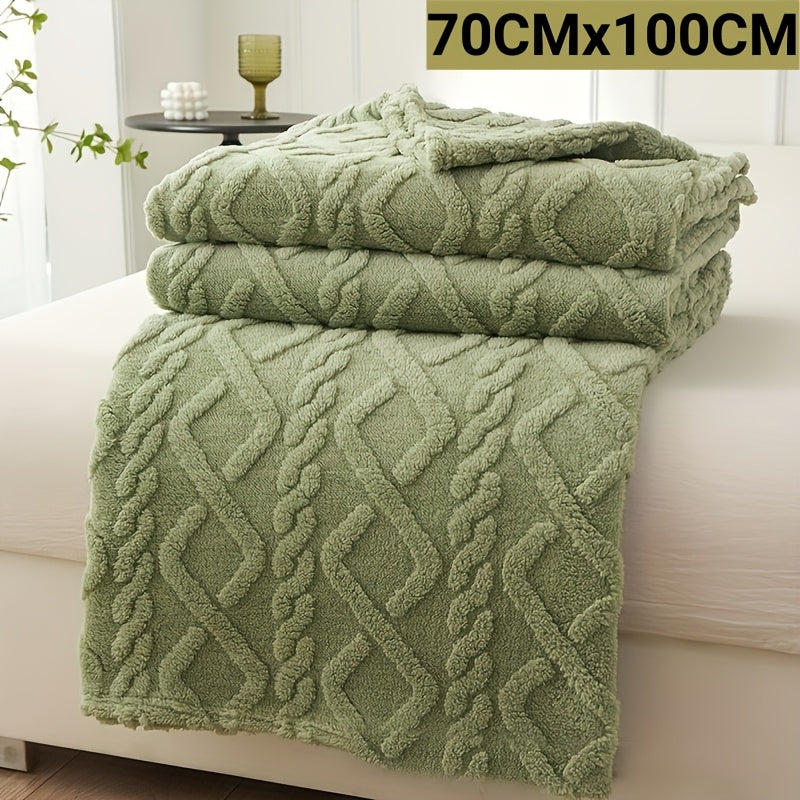 Hand Wash Only Lamb Fleece Blanket with Non-woven Coral Fleece Plush Thick Warm 3D Geometric-Pattern - Soft Cozy Flannel Throw Perfect for All Seasons. Featuring Contemporary Style Multifunctional design for Bed, Couch, or Travel. Made of 100% Polyester.