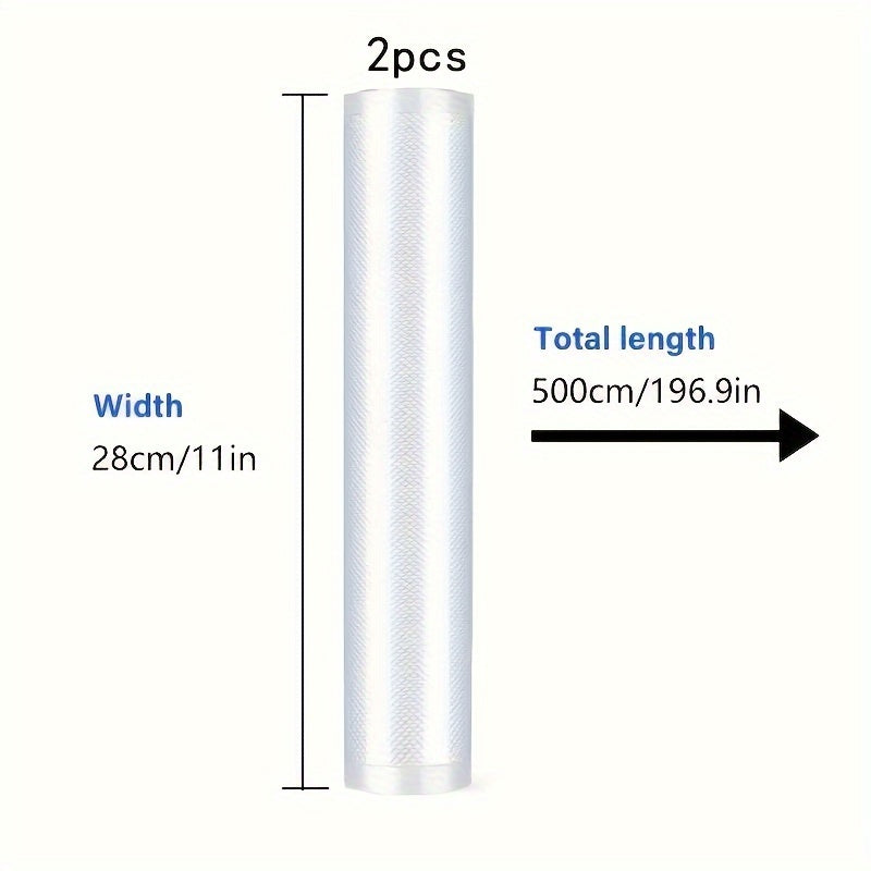 Пакеты для вакуумной упаковки пищевого качества - 2 рулона | Идеально подходит для хранения пищи в холодильнике и микроволновой печи | Многоразовый и противопроливной | Доступно в различных размерах