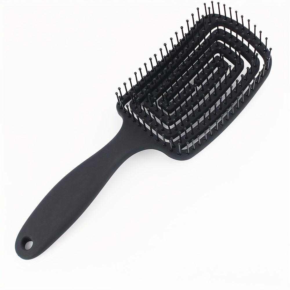 Nylon Bristle Detangler Hair Comb Set with Hollow Design and ABS Plastic Handle - Arc Shaped for Superior Scalp Fit