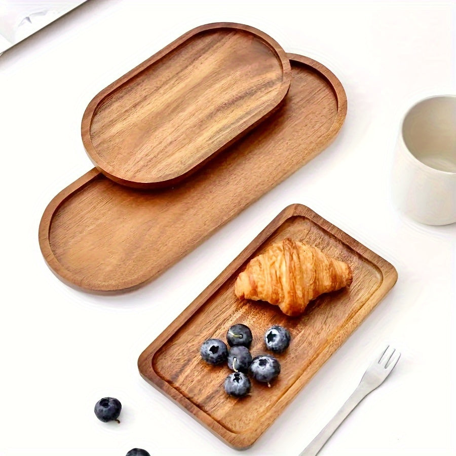 Wooden multipurpose tray for snacks, breakfast, dining, and home decor. Non-food contact safe with a natural wood design and grain.