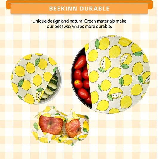 Reusable Beeswax Food Wrap with Round Latch Closure - Versatile Oil Cloth Wax Paper for Food Storage without Electricity - Freezer Safe Kitchen Essential