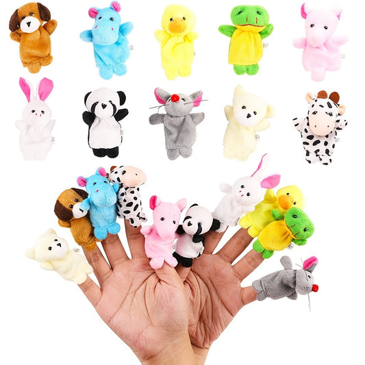 Soft plush finger doll set in various colors, perfect for children, ideal for playtime and school parties.