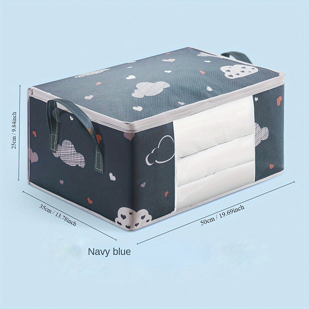 Extra Large Capacity Storage Bag 
- Features a clear window
- Made of durable fabric
- Moisture-proof
- Foldable design for easy storage
- Can be used as a clothes or quilt organizer
- Reinforced handles for added strength
- Helps keep your home wardrobe