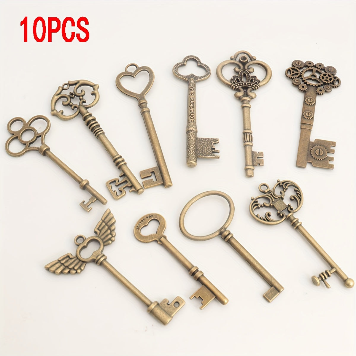 Collection Of 10 Unique Vintage Skull Keychains In Steampunk Style, Available in Antique Bronze or Antique Silver for DIY Jewelry Making