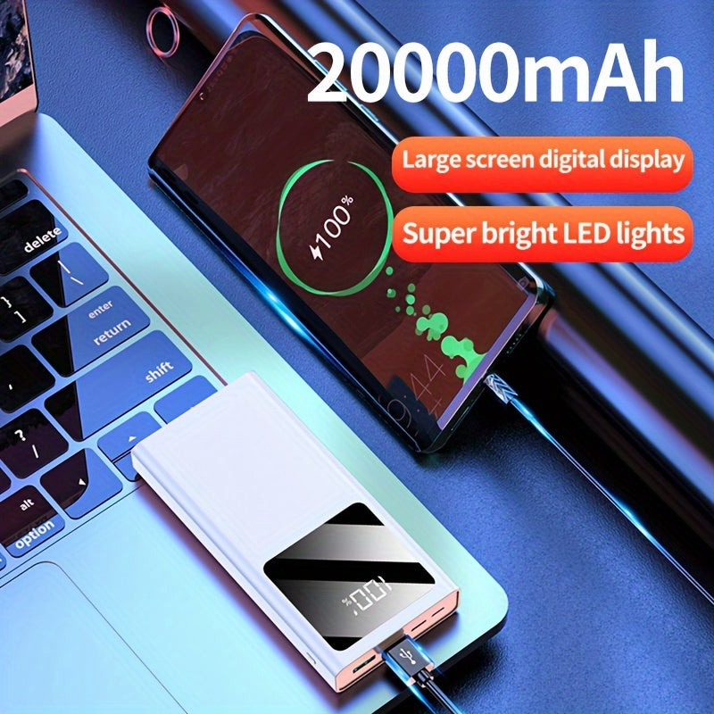 1pc PowerPlus 20000mAh Portable Power Bank with 22.5W PD Fast Charging, LED Light, Power Indicator, USB Type-C, Dual Power Mode, Rechargeable Lithium Polymer Battery, Universal Charger.