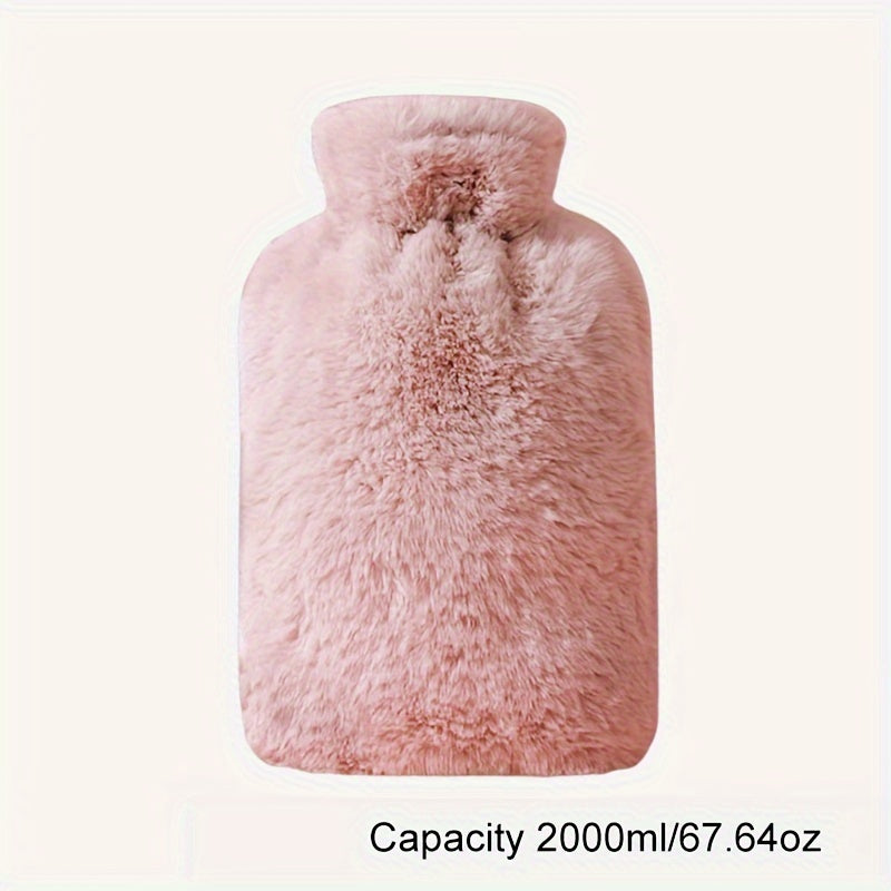 1pc PVC Plush Hot Water Bag, 1000ml/2000ml size, explosion-proof, anti-scalding, large capacity hand warmer for bed.