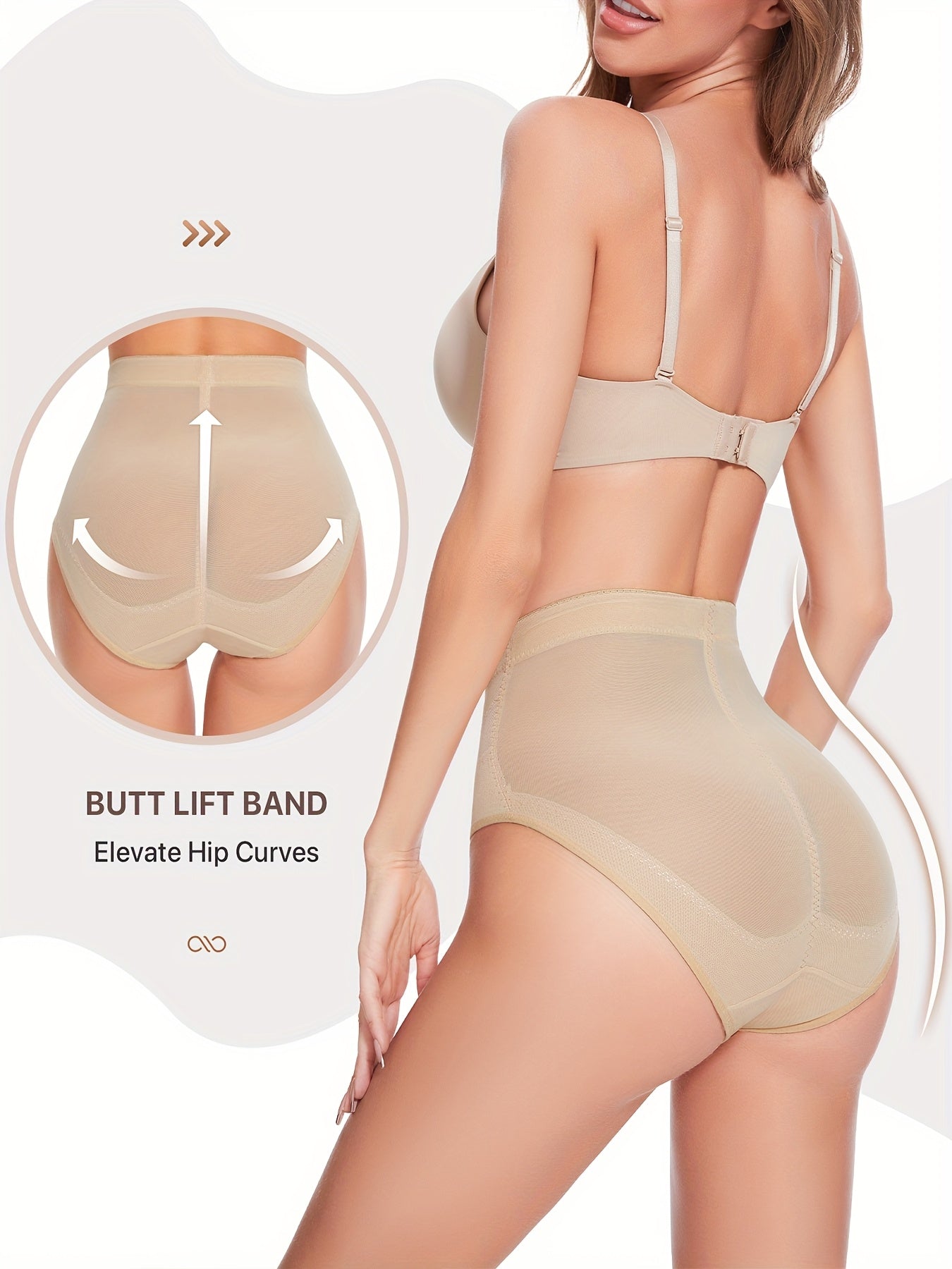 Slimming black high-waist shaping panties with breathable mesh and elastic panels for tummy control.