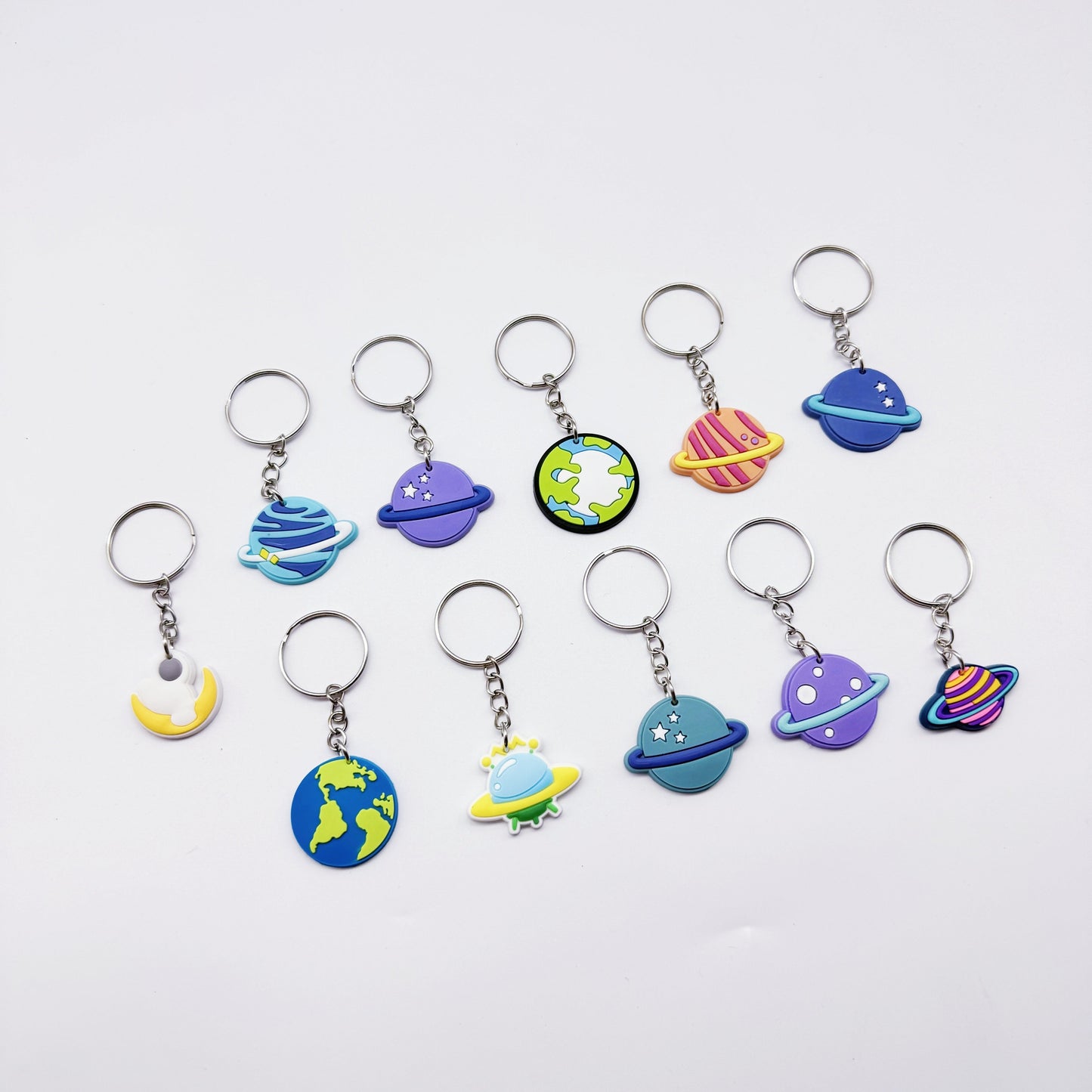 Set of 11 Planet Keychain Earth Mars Jupiter Universe Astronaut DIY Gift