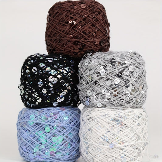 Sequin cotton yarn for hand knitting and crocheting, 50g.