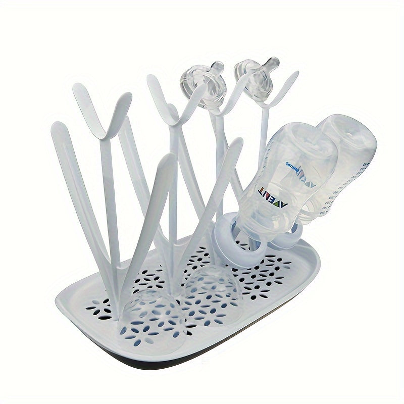 Compact Bottle Drying Rack - 8-Bottle Capacity for Bottles, Soothers, and Breast Pump Parts | Removable Drip Tray for Easy Cleaning | Dishwasher Safe with Convenient Bottle Storage