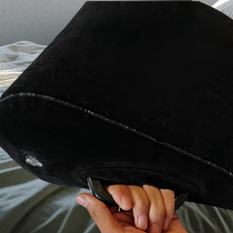 Premium Black Inflatable Love Pillow for Couples - Made of Hypoallergenic Non-Woven Material with 100% Nylon Cover and Includes a Free Random Color Pump | Ideal for Heightening Intimacy