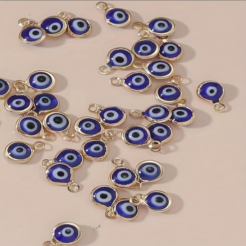 30 pieces of Blue Evil Eye Charms, Resin Pendant Beads for Crafting Jewelry, DIY Bracelets, Necklaces, and Earrings Accessories.