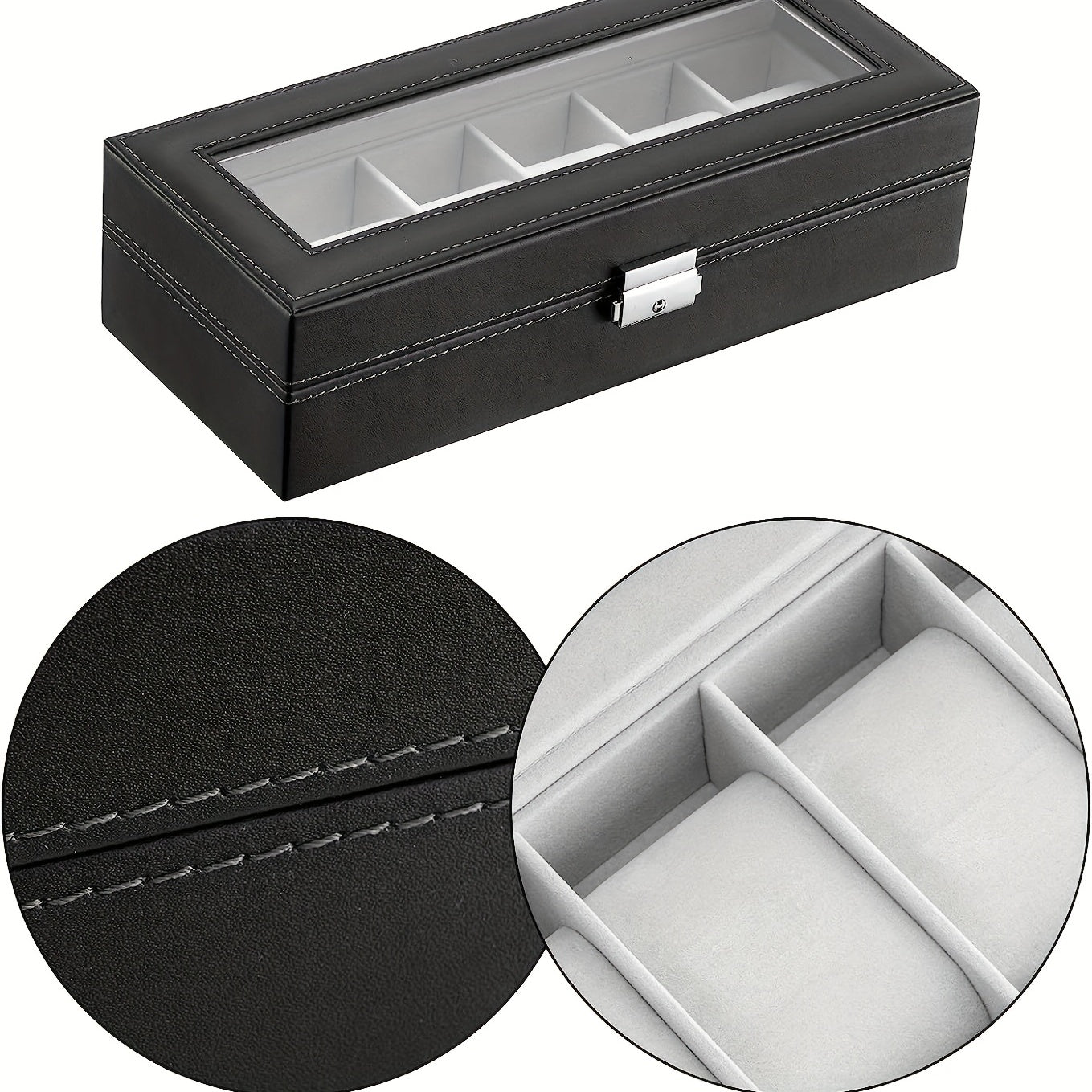 Men's 6-Slot Watch Box Organizer, Perfect Holiday Gift for Display and Storage