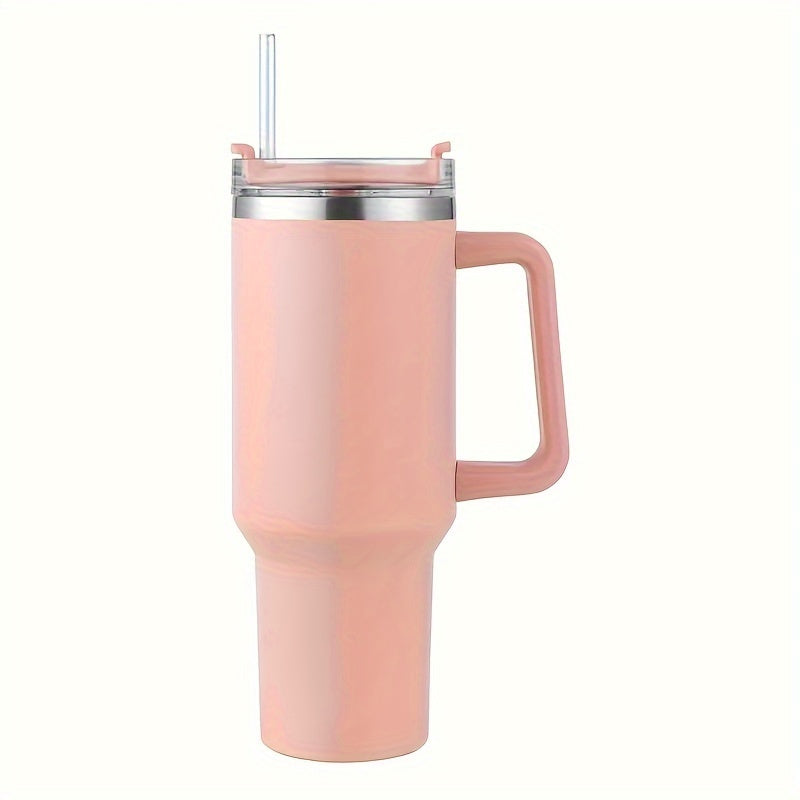 XIAYUTIAN's 40oz stainless steel tumbler is insulated and comes with a handle and straw lid. It is great for both hot and cold drinks and is leak-proof, making it perfect for travel and outdoor activities. It is also a great gift option.