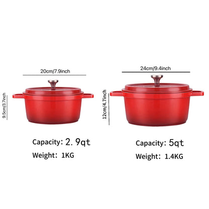 [Highly-Rated Option] Spacious Enamel Dutch Oven - Durable Non-Stick Aluminum Cookware Set, Versatile Casserole Stew Pot for the Kitchen