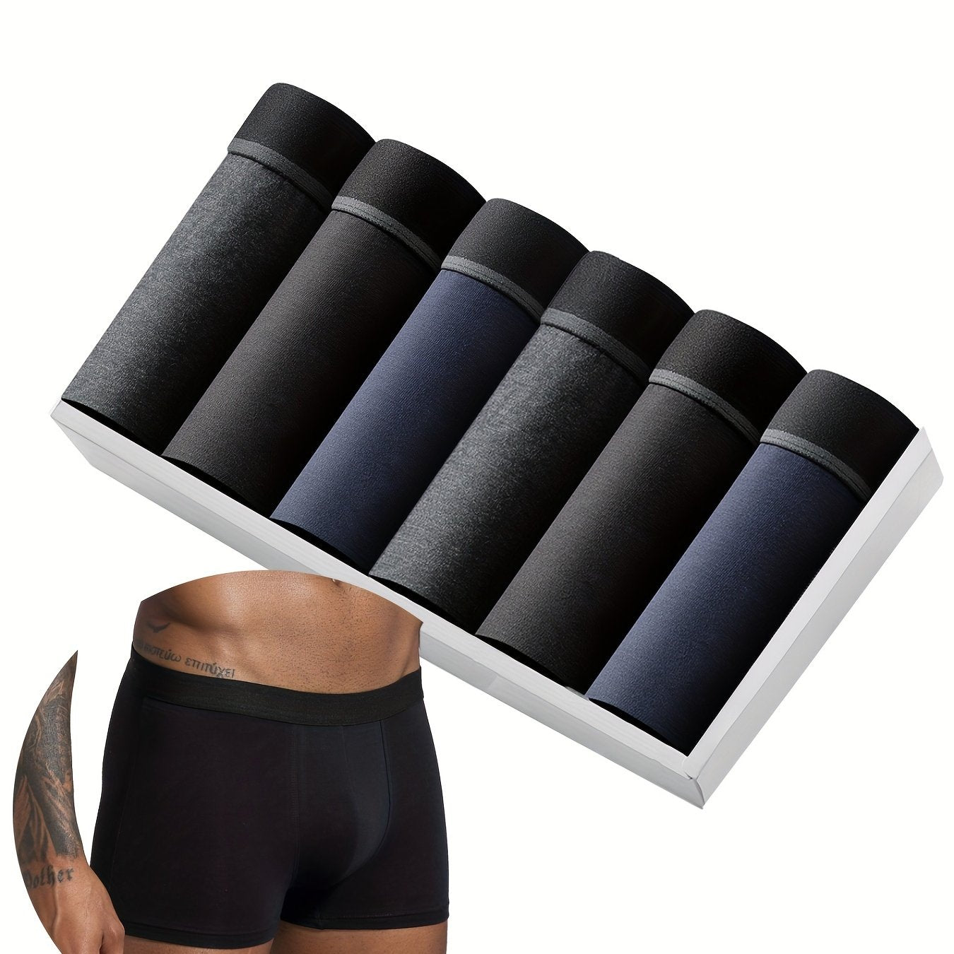 Six stylish and comfortable men's cotton boxer shorts.