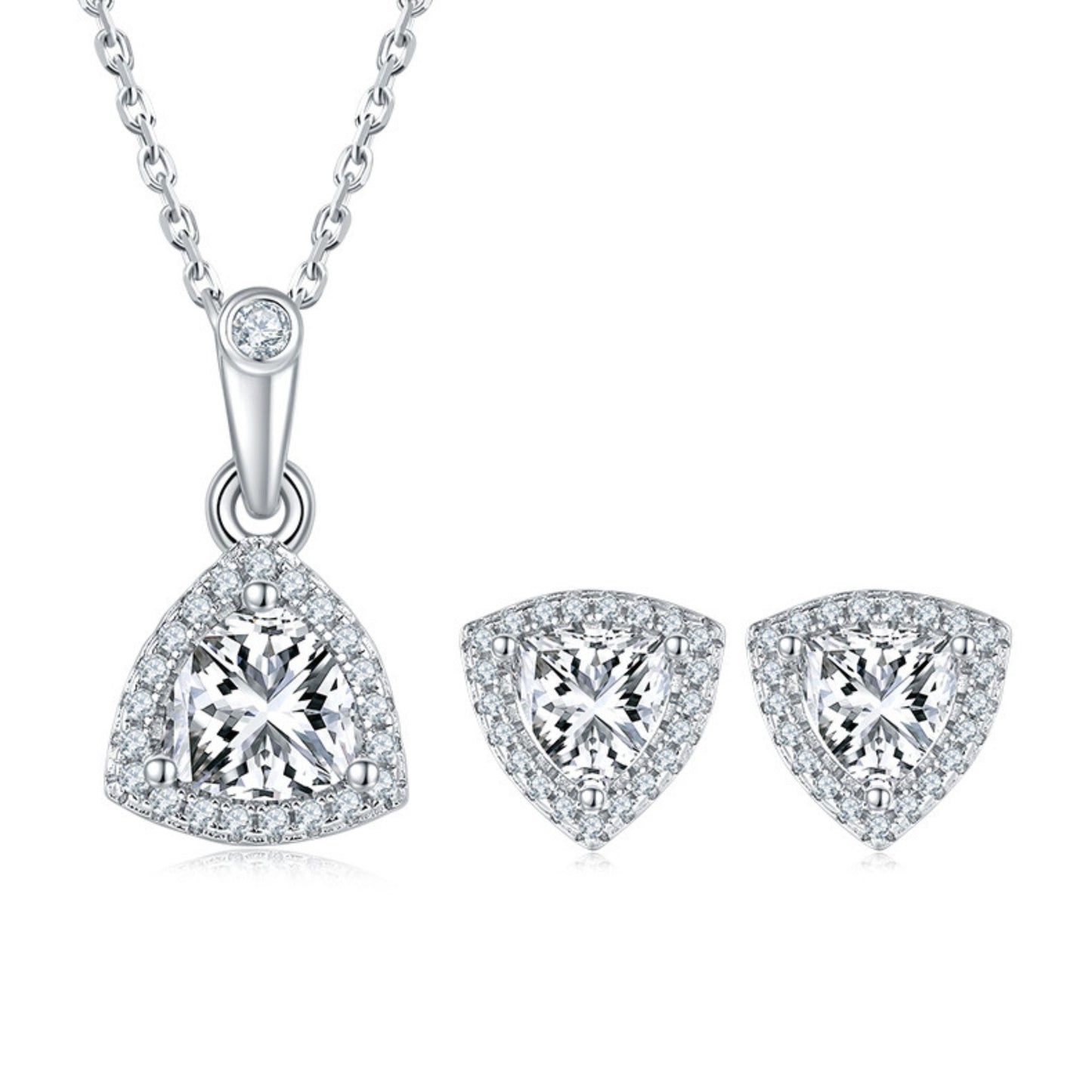 1 piece of S925 Silvery moissanite jewelry set featuring a 1.0CT moissanite necklace and two 0.5CT moissanite earrings. This fashionable and luxurious jewelry set makes for the perfect gift for anniversaries, weddings, birthdays, Halloween, Christmas, or