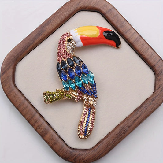 Retro Chic Rhinestone Parrot Brooch Pin - Animal-Inspired Fashion Jewelry Accessory for Both Genders