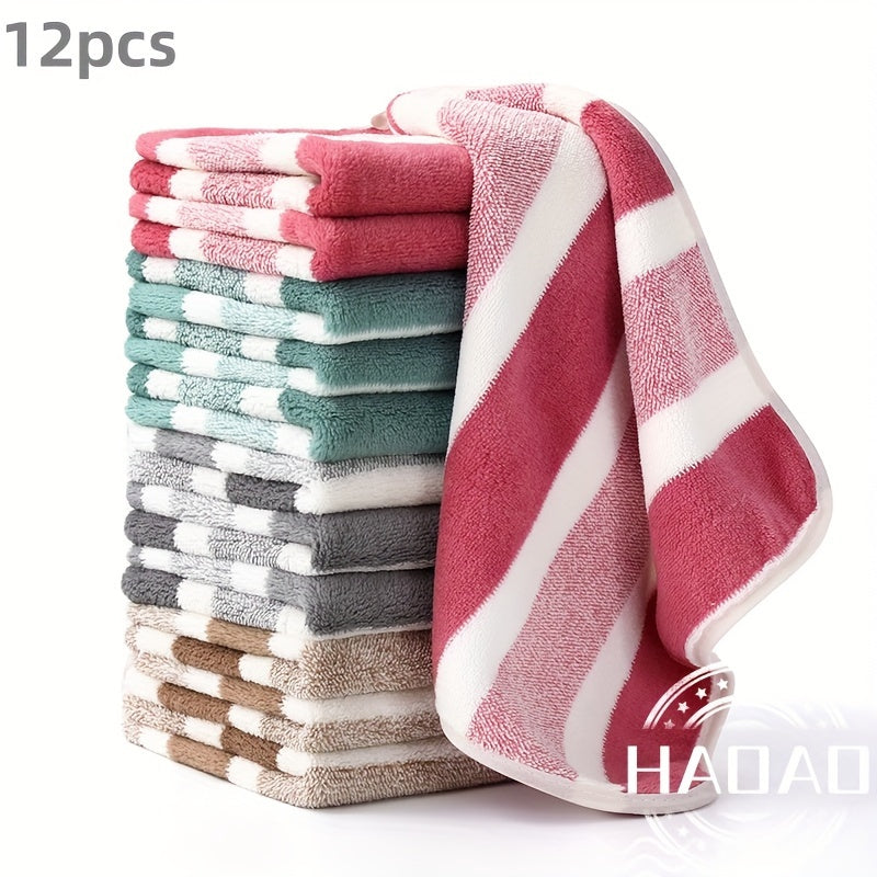 Large square towel set of 12, 29.97cm * 29.97cm, ultra cost-effective, super absorbent and quick drying, with stain removing properties.