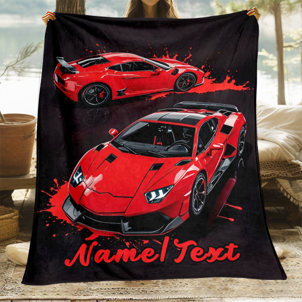 Create Your Own Red Sports Car Design Flannel Throw Blanket - Cozy, Lightweight, and Perfect for Home or Travel | Add Your Name for a Personal Touch | Versatile for All Seasons, Easy to Carry, Ideal for Office, Chair, or Bed