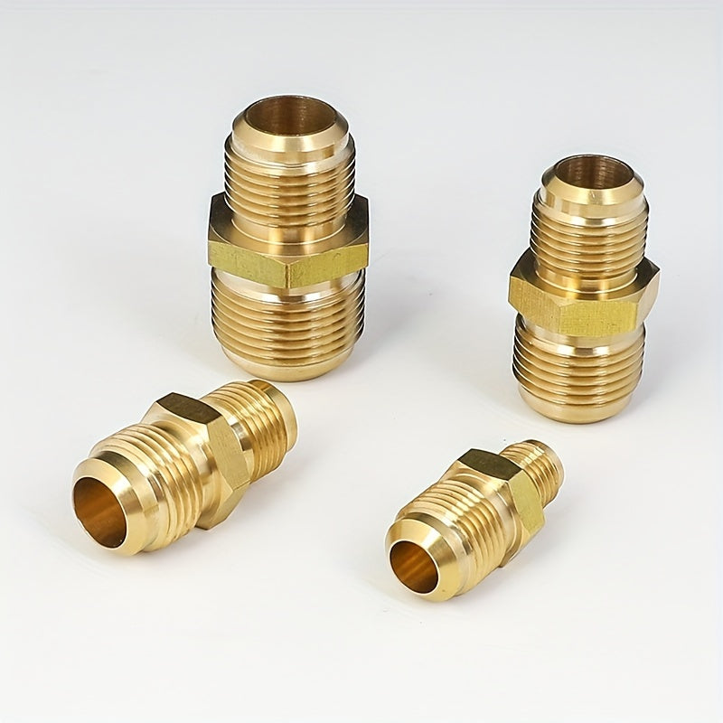 High-Quality Brass Air Conditioning Copper Tube Adapter - Female-Male Flare Thread Connector, Sizes Include 1/4", 3/8", 1/2", 5/8", 3/4" - Double-Headed Joint Ensures Leak-Proof AC Maintenance